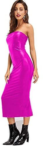 18 Colors Glitter Tube Long Dress Lady Party Strapless Slim Dress