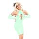 Plus Size Skinny Mini Dress with Gloves Sexy Open Bust Sleeveless PVC Club Dress