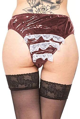 Novelty PVC Women Briefs Lace Underpants Sexy Elastic Waist Panties