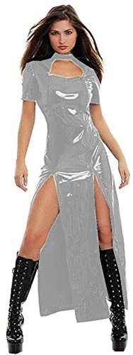 12 Color Sexy PVC Keyhole Split Dress Catwoman Witch Cosplay Dress