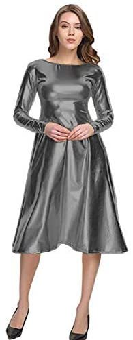 17 Colors Long Sleeve A-line Midi Dress Women Big O-Neck Party Robe