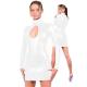 Plus Size Ladies Button Neck Zipper Dress Keyhole PVC Mini Dress