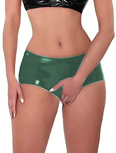 Plus Size 7XL Open Crotch Sexy Panties Women Low Waist PVC Briefs