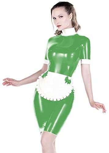 25 Colors Splicing Maid Cosplay Mini Dress Short Sleeve PVC Dress