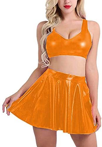 17 Colors Crop Top Pleated Skirt 2 Piece Set Dancing Mini Top+Skirt