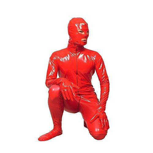 Men PVC Zip Zentai Masked Cosplay Catsuit Open Eyes Mouth Jumpsuit