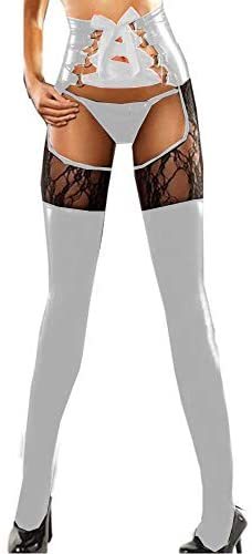 19 Color Lace Up Stockings Lady Lace Patchwork Crotchless Pantyhose