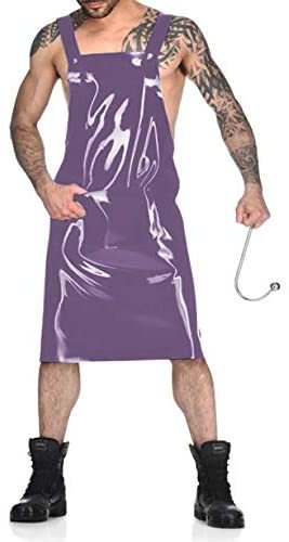23 Colors Men Novelty Backless Strap Dress PVC Halloween Waiter Cosplay Uniform