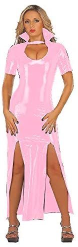 23 Colors Turndown Collar Long Dress Lady Split Dress Short Sleeve Keyhole Dress