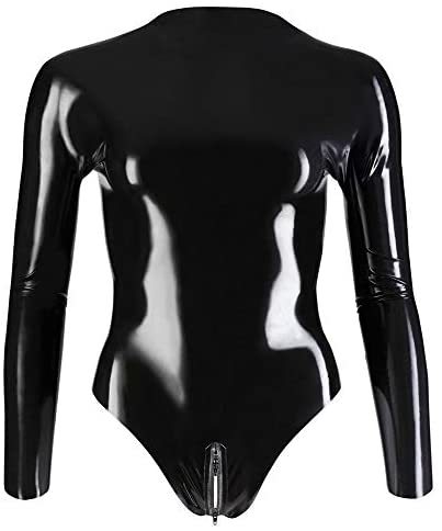 23 Colors Two Way Zipper Bodysuit Lady Sexy Long Sleeve PVC Open Crotch Jumpsuit