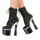 Red Black Square High Heels Women Sexy Ankle Boots Short Lace Up Stiletto Boots Bling Bling Nightclub Pole Dancing Shoes