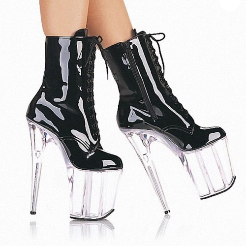 Women Shiny Ankle Boots Crystal Platform Sexy High Heels Splicing Stiletto Boots Party Dancing Footwear Plus Size