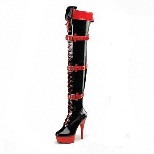 High Quality Sexy Women Shoes PU Leather High Heel Belt Boots Ladies Masquerade Halloween Cosplay Accessory Size 35-46