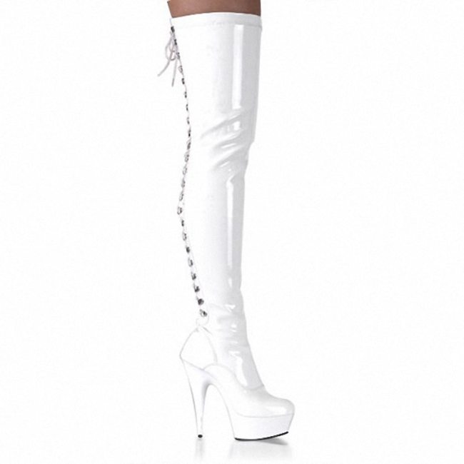 Size 35-46  Women Over The Knee Boots Sexy Back Lace Up Hollow Out Long Boots High Heels Platform Boots Pole Dancing Stage Shoes
