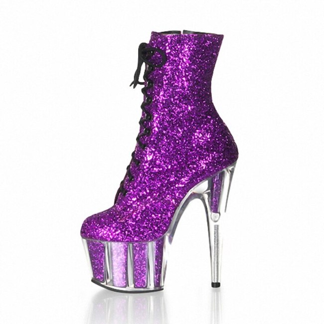 Colorful Women Stiletto Heels Short Boots Shining High Platform Crystal Heels Ankle Boots Sexy Night Club Dancing Party Shoes