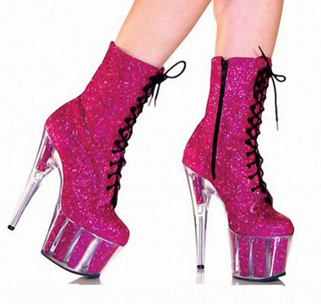 Colorful Women Stiletto Heels Short Boots Shining High Platform Crystal Heels Ankle Boots Sexy Night Club Dancing Party Shoes