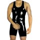 Men's Leather Lingerie Black PVC Cat Suit Open Crotch Leather Wrestling Catsuit Various Sizes