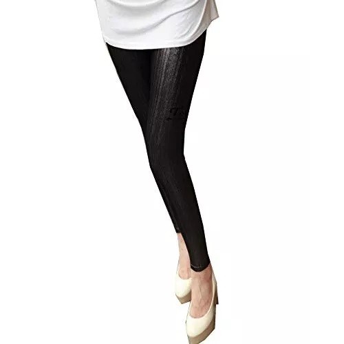 Women Sexy Glitter Solid-Colored Skinny Leggings Shiny Tights