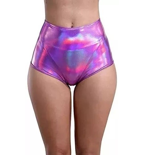 Plus Size Holographic Hot Pants Lady Sexy High Waist Dancing Shorts