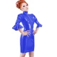 Women Flare Sleeve Bodycon Dress Wet Look Shiny PVC Faux Latex Package Hip Clubwear Plus Size Women Pole Dance Zipper  Dress 7XL