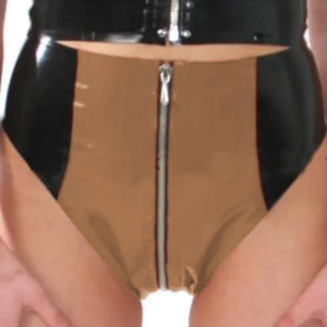 Women Wet Look Sexy PVC Zipper Briefs Leather Crotch Briefs Underwear Boxers Briefs Bikini Gay Man Underwears club Panties