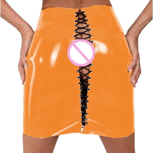 23 Colors Attractive Ladies High Waist PVC Skirt Adjustable Hips Lace Up Skirt Fashion Drawstring Wetlook Bottoms Sexy Clubwear