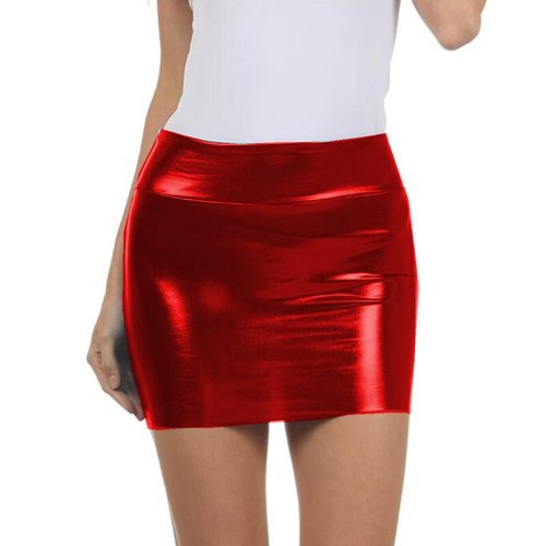 Women PU Faux Leather Short Pencil Mini Skirt Fashion Plus Size Shiny Skirt Lady Vintage Skinny Slim Skirts Bodycon Clubwear 7XL