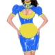 Maid outfit Sweet Lolita Women Leather PVC Gothic Dress Puff Sleeve Bodycon Mini Dress Elegant Ladies Workwear Dress plus size