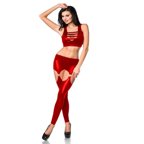 Plus Size Novelty Ladies Dancing Costume Sexy Cut Out Straps Sleeveless Crop Top Low Waist Hollow Out Garter Skinny Leggings