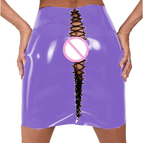 23 Colors Attractive Ladies High Waist PVC Skirt Adjustable Hips Lace Up Skirt Fashion Drawstring Wetlook Bottoms Sexy Clubwear