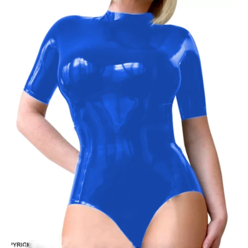 Vinyl Bodysuit Mock Neck Sexy Playsuit Long Sleeve slim fit fashion solid EroticCatsuit Plus Size Halloween Costume Fetish Cloth