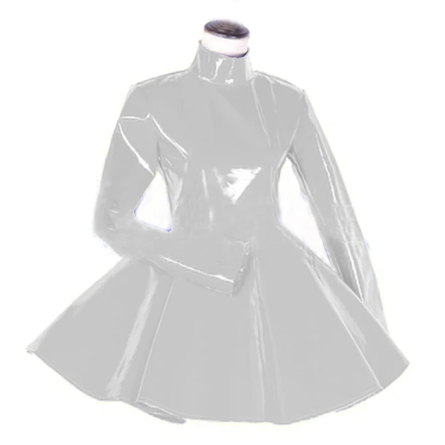 Women Elegant  A-Line Mini Dress Fashion PVC Leather Party Long Sleeve mini Dresses  Zipper Sexy Bodydon Cute korean dress S-7XL
