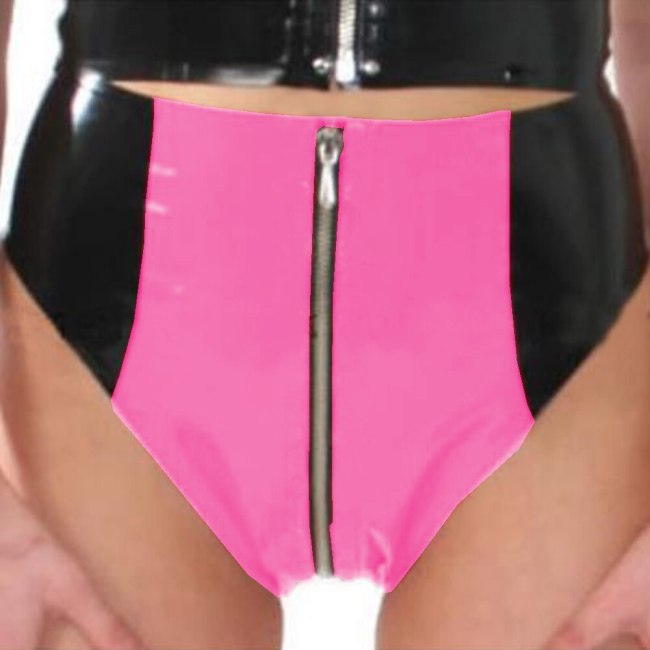Women Wet Look Sexy PVC Zipper Briefs Leather Crotch Briefs Underwear Boxers Briefs Bikini Gay Man Underwears club Panties