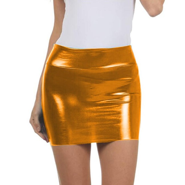 Women PU Faux Leather Short Pencil Mini Skirt Fashion Plus Size Shiny Skirt Lady Vintage Skinny Slim Skirts Bodycon Clubwear 7XL