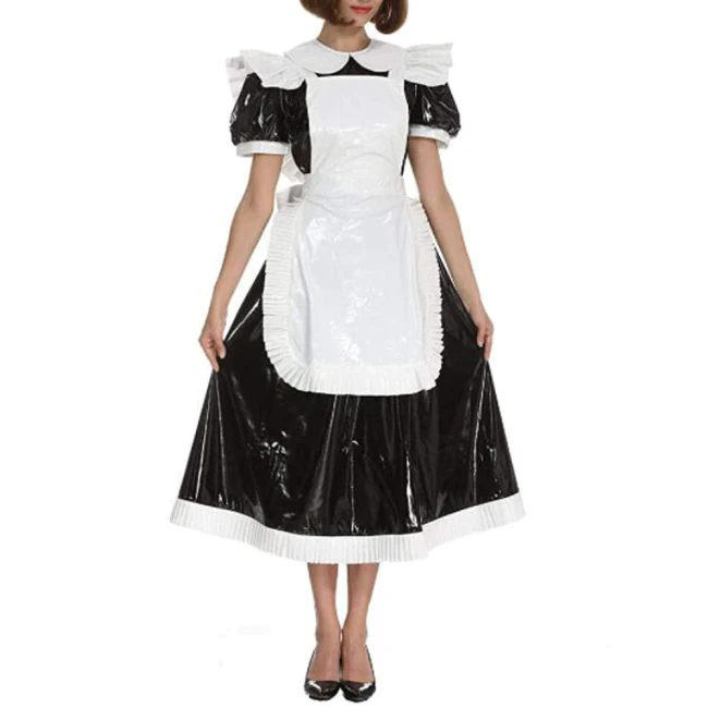 Adults Sissy Lolita Dress Maid Crossdress Dress Costume Mid-Calf Puff Sleeve Sweet Dress Peter Pan Collar Costume 7XL Plus Size