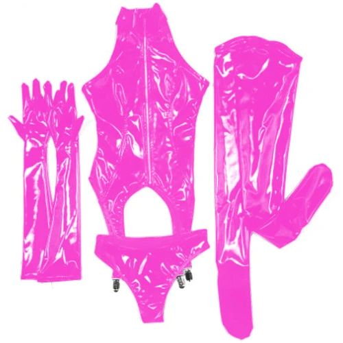 whole Outfits Catsuit Rubber Body Suits Gloves Stocking Briefs thicken corset & briefs & long finger gloves & Stocking 7XL