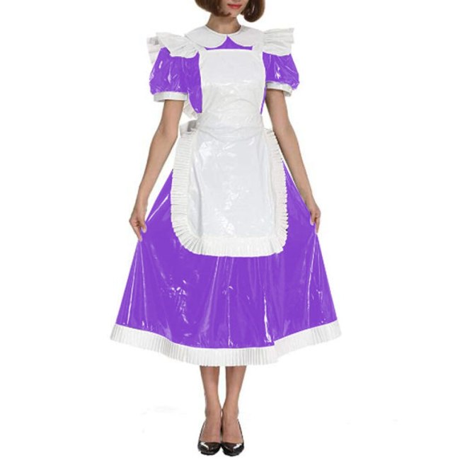 Adults Sissy Lolita Dress Maid Crossdress Dress Costume Mid-Calf Puff Sleeve Sweet Dress Peter Pan Collar Costume 7XL Plus Size