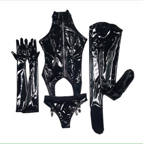 whole Outfits Catsuit Rubber Body Suits Gloves Stocking Briefs thicken corset & briefs & long finger gloves & Stocking 7XL