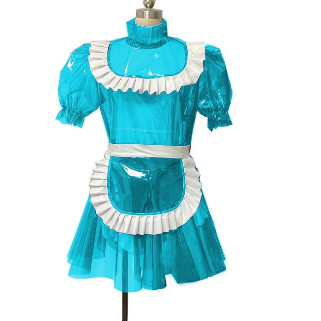 Women Sexy Lockable Sissy Maid Dress Transparent Plastic Costume Sweet Gothic Lolita Dresses Invisible Sexy Sissy Crossdresser