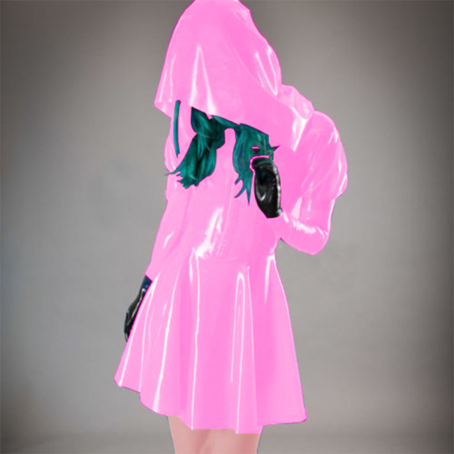 Shiny PVC Leather Mini Dress Plus Size Women Hooded Sexy Cute Students Dresses Party Club Pole Dance Cosplay Costume 15 Colors