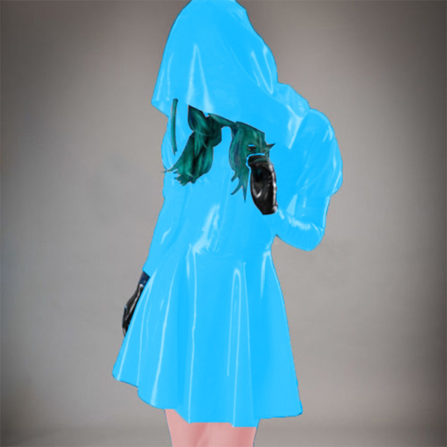 Shiny PVC Leather Mini Dress Plus Size Women Hooded Sexy Cute Students Dresses Party Club Pole Dance Cosplay Costume 15 Colors