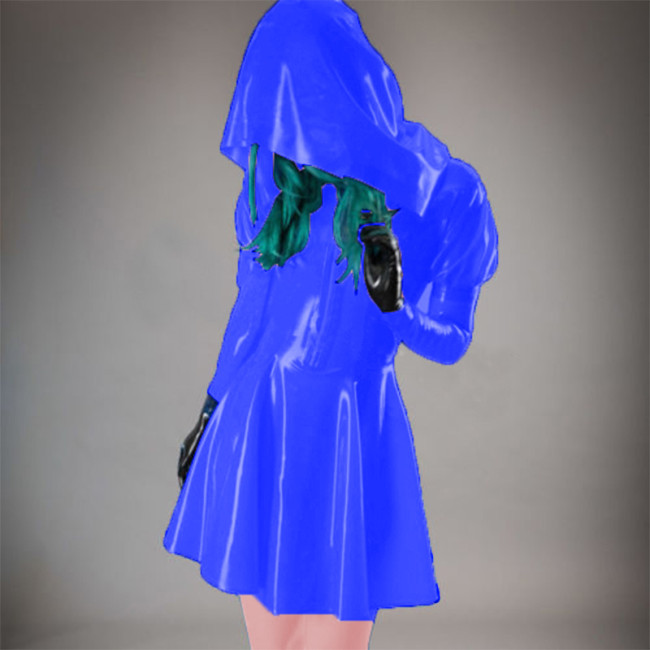 Shiny PVC Leather Mini Dress Plus Size Women Hooded Sexy Cute Students Dresses Party Club Pole Dance Cosplay Costume 15 Colors