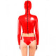 Erotic Fetish Shiny PVC Leather Body Suit Sexy Women Teddy Hooded Top and Shorts Femme Wet Look Open Eyes Mouth Cosplay Costumes