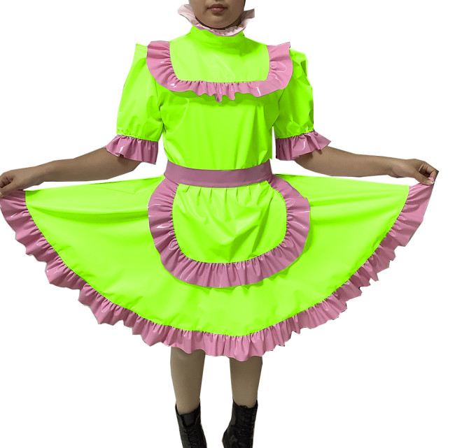 Adult Sexy Lockable Cross Dressing sissy maid PVC Dress Uniform Apron Costume jumpsuits rompers Tailor-made S-7XL