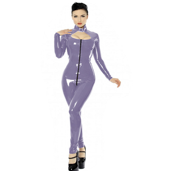 Women Sexy Faux Leather Catsuit Long Sleeve Bodycon Fashion Jumpsuit Plus Size With Zipper Crotch Clubwear  XS-7XL