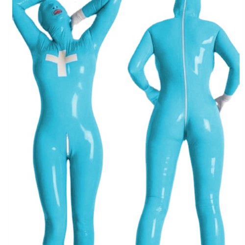 Plus Size 7XL Sexy Wetlook PVC jumpsuit  zipper Faux Leather clubwear catsuit With Glove Erotic Leotard Hooded Jumpsuit