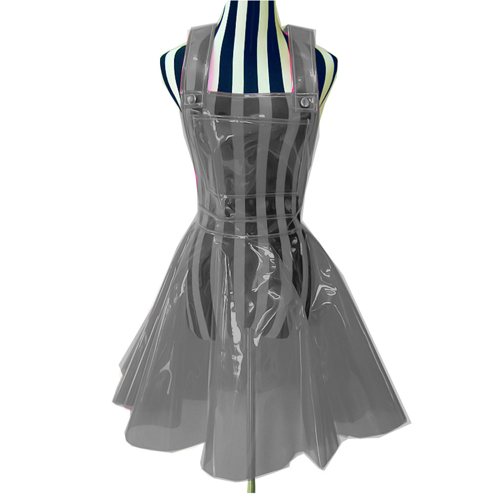 Women Plastic PVC Dress See Through A Line Plastic PVC Clear Dress  Waterproof Plus Size Dress