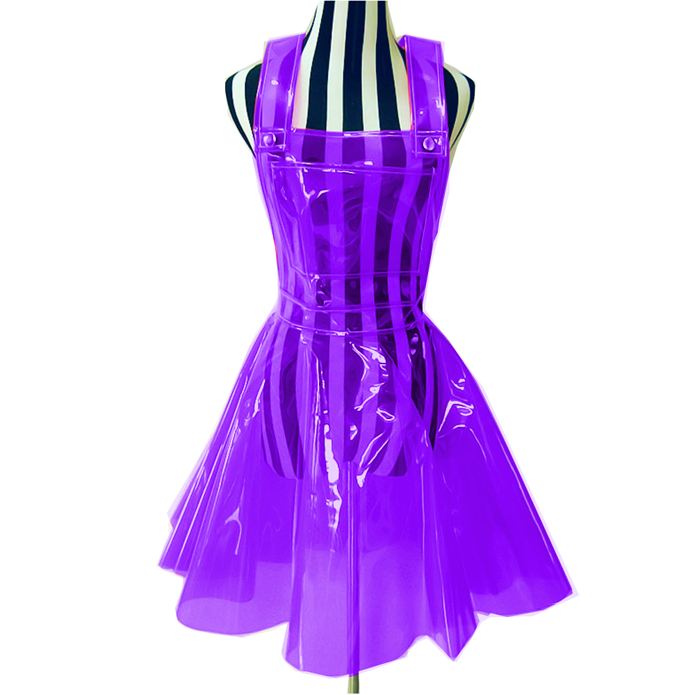 Hologram Harajuku Ladies Sexy Queen Plastic PVC Dress Festival Clear Strap  Dress