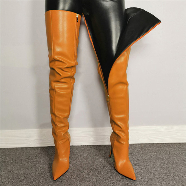 Over-the-knee Boots Pu Leather High Knee Boots High Heels Boot