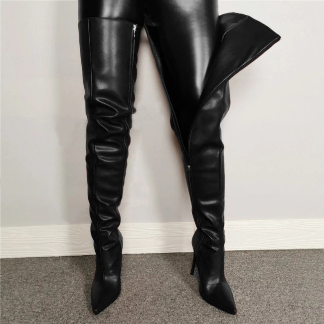 Over-the-knee Boots Pu Leather High Knee Boots High Heels Boot